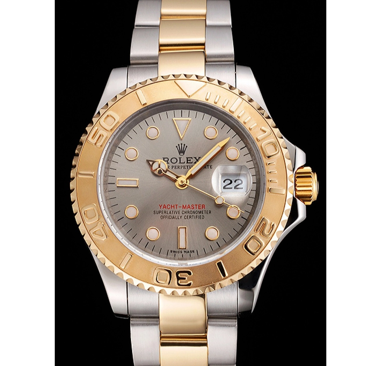Good Copy Rolex Watches Bezel Steel Gold Rolex Tone Gray Yacht-Master Swiss Case Dial Stainless Dial Two 0627